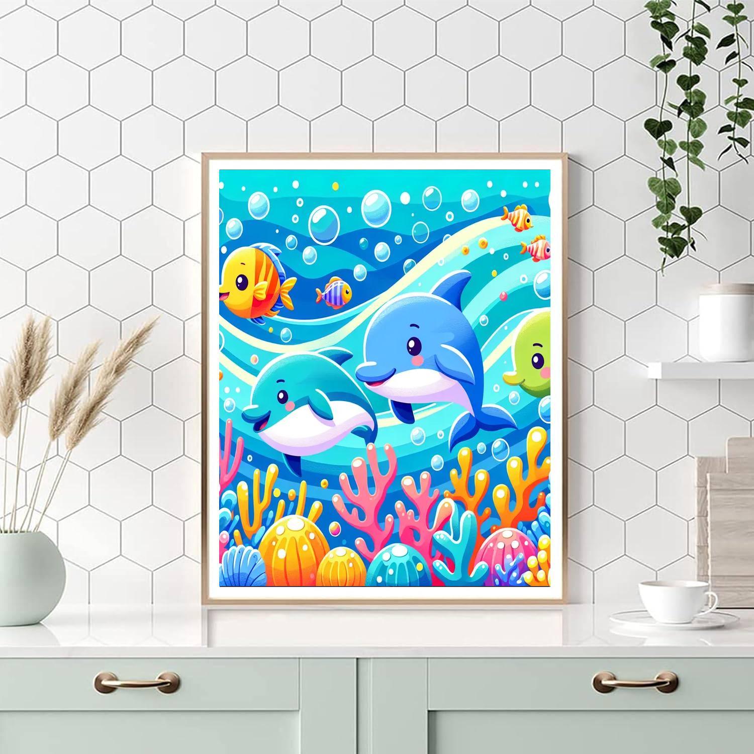 Splashing Sea Creatures Painting Number Kit