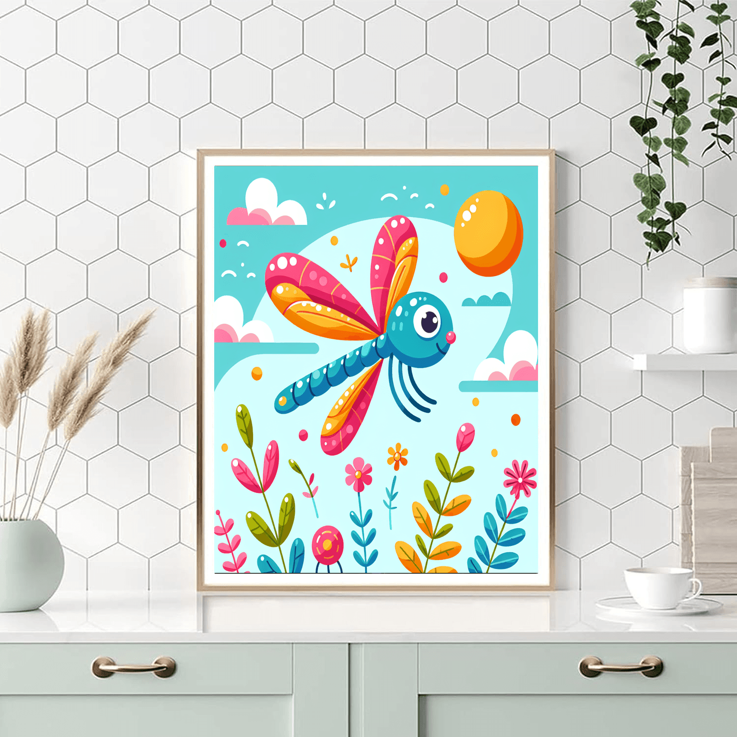 Charming Dragonfly Number Painting