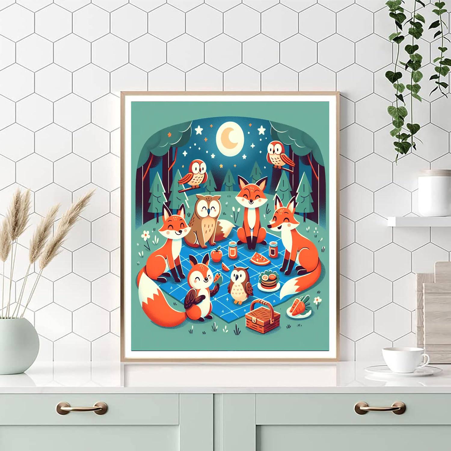 Starlight Animal Picnic Painting By Numbers Kit