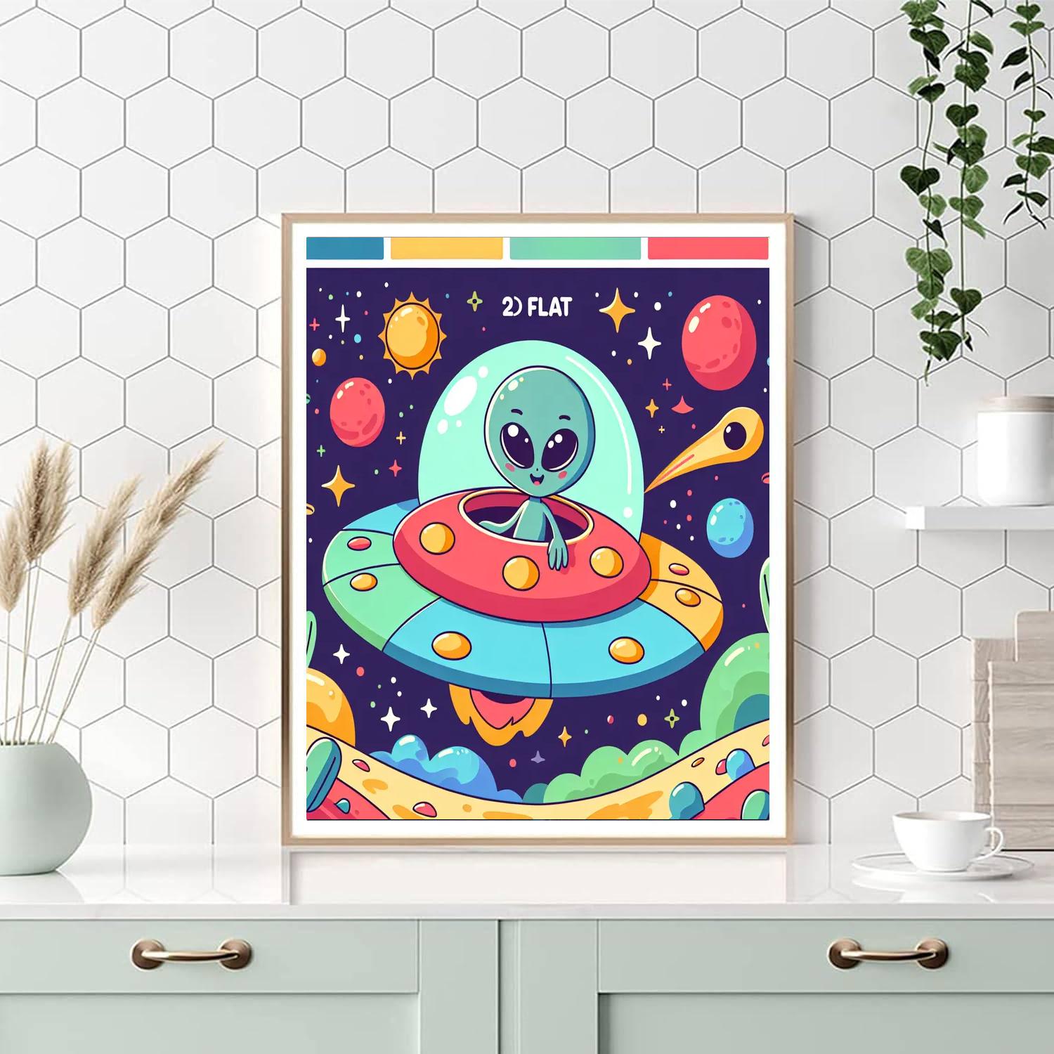 Alien's Space Adventure Numbered Painting Kits