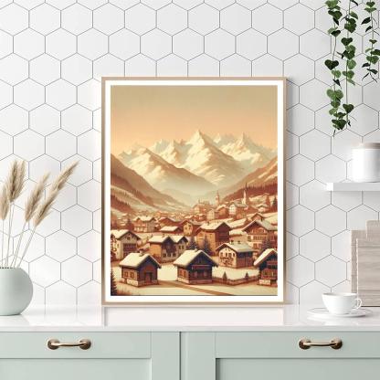 Calm Alpine Village Paint By Number
