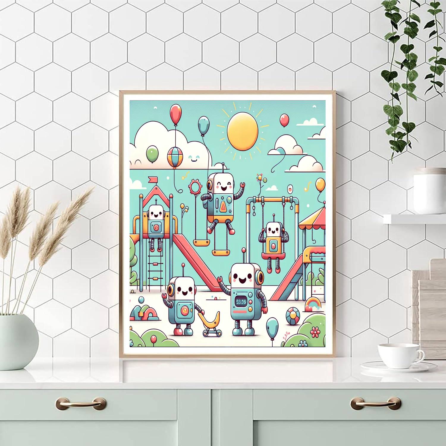 Happy Robot Playground Paint By Number