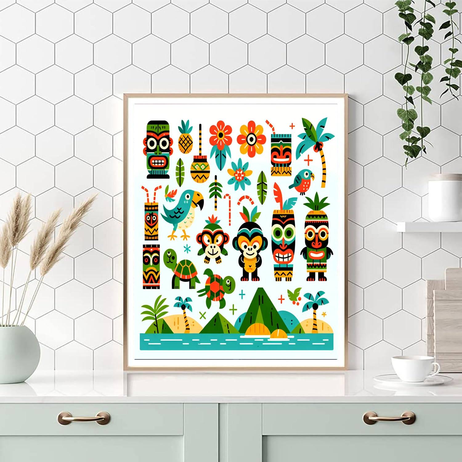 Tropical Tiki Island Painting By Numbers Kit