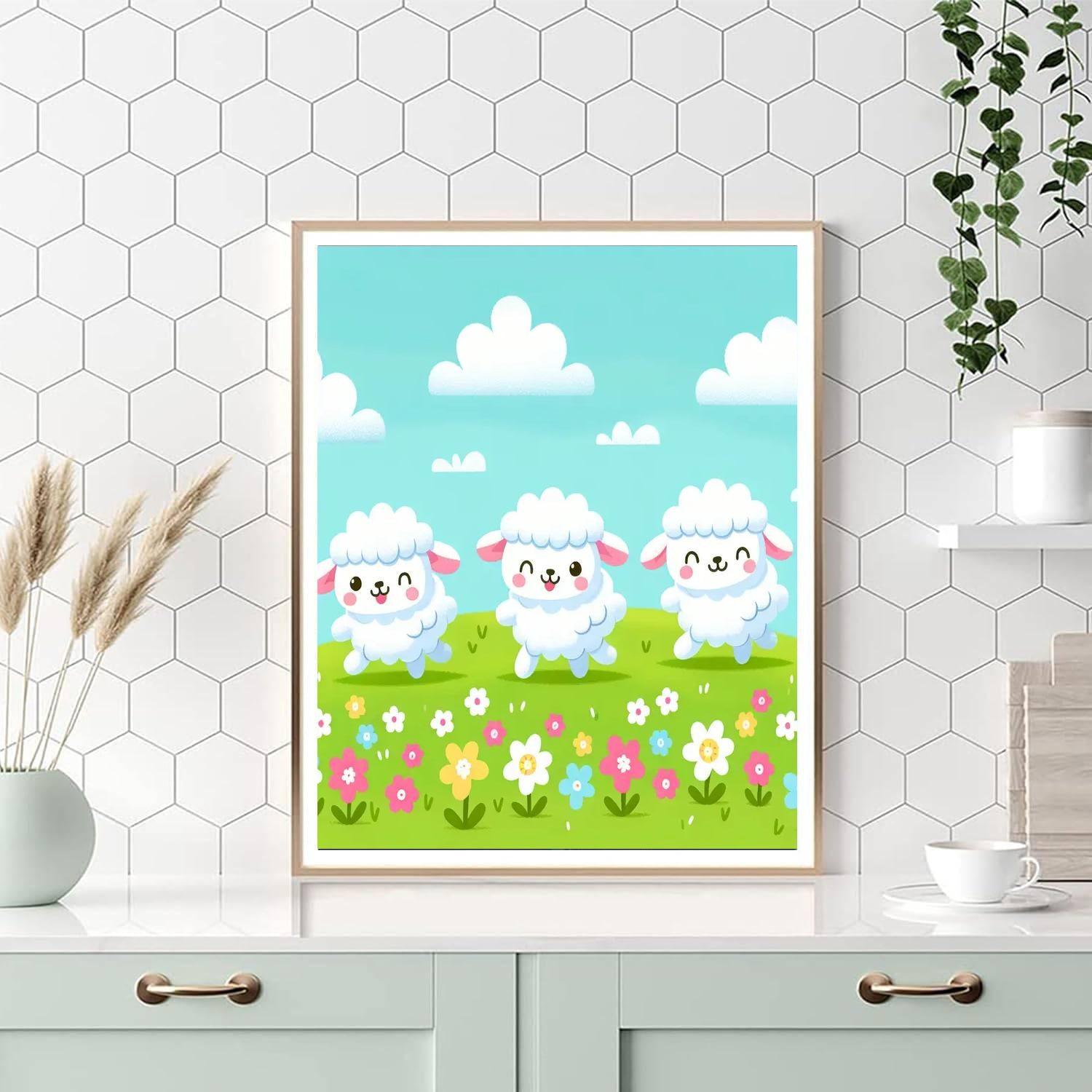 Fluffy Sheep Parade Paint By Numbers