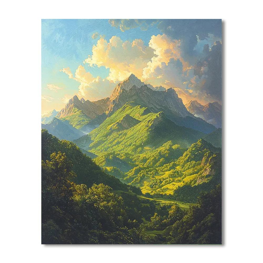 Thomas Cole Inspired Lush Green Mountains  Paint By Numbers Kits