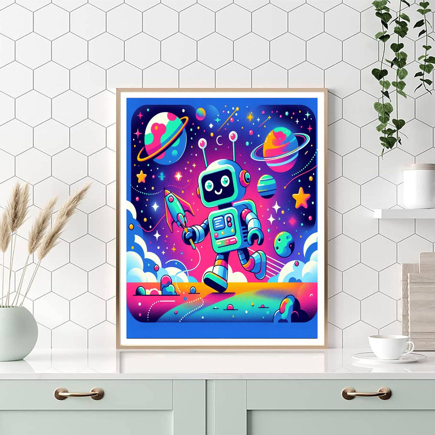 Robot Galaxy Adventure Painting Number Kit