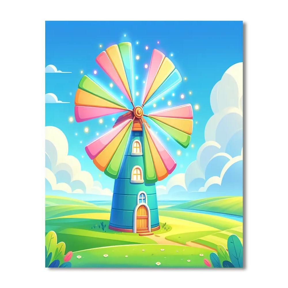 Colorful Windmill Painting By Numbers Kit