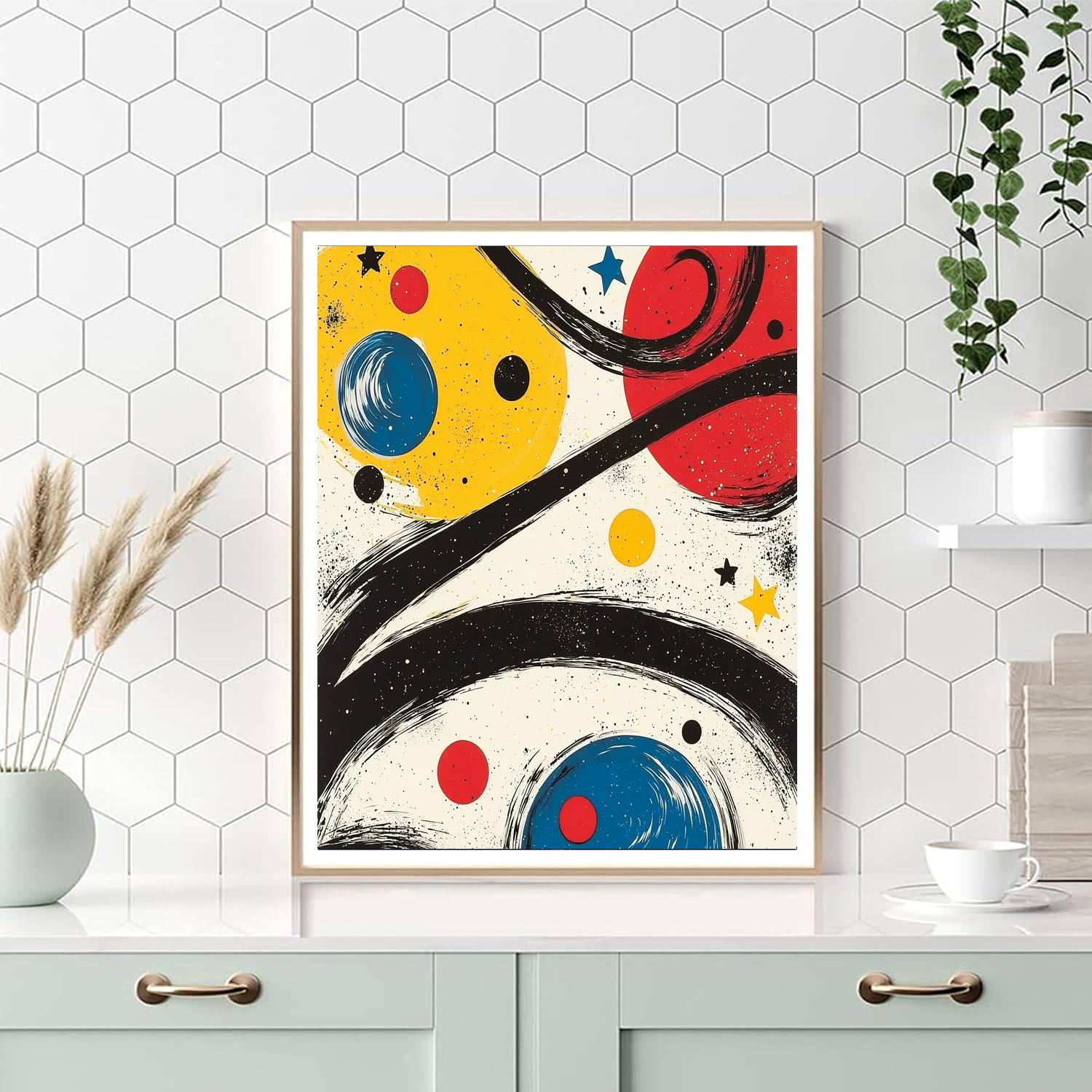 Joan Miró Inspired Whimsical Celestial Whirl  Painting By Numbers Kit