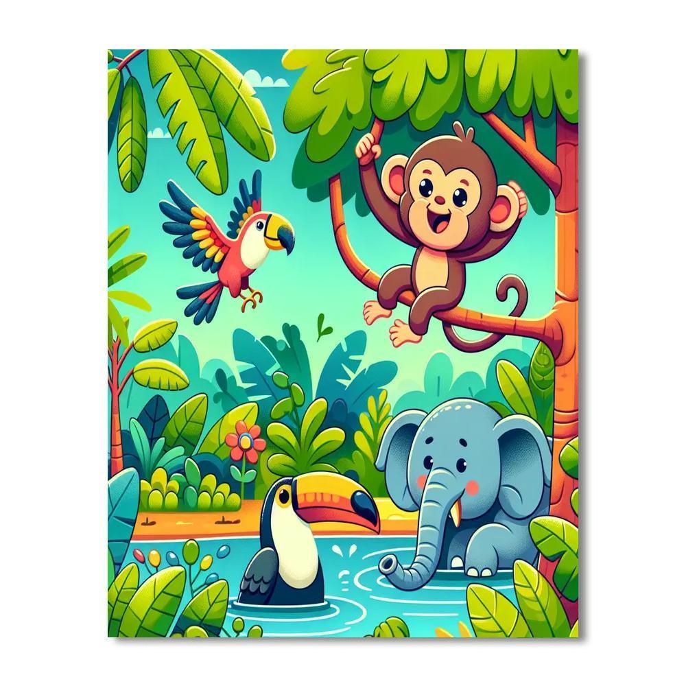Animal Friends In The Jungle Numbered Painting Kits