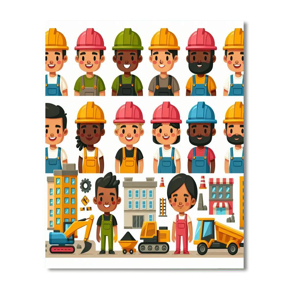 Busy Construction Zone Numbered Painting Kits
