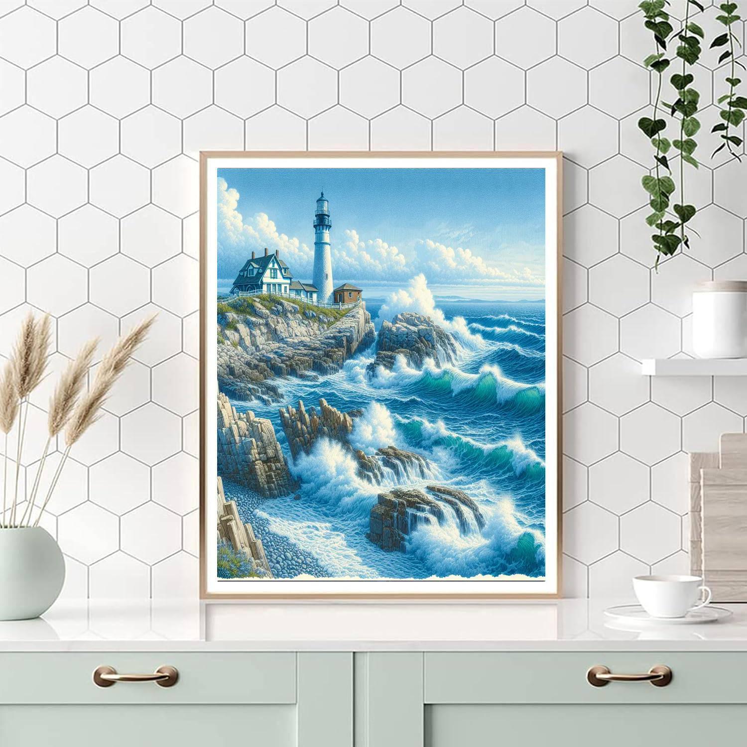 Seaside Lighthouse View Painting By Numbers Kit