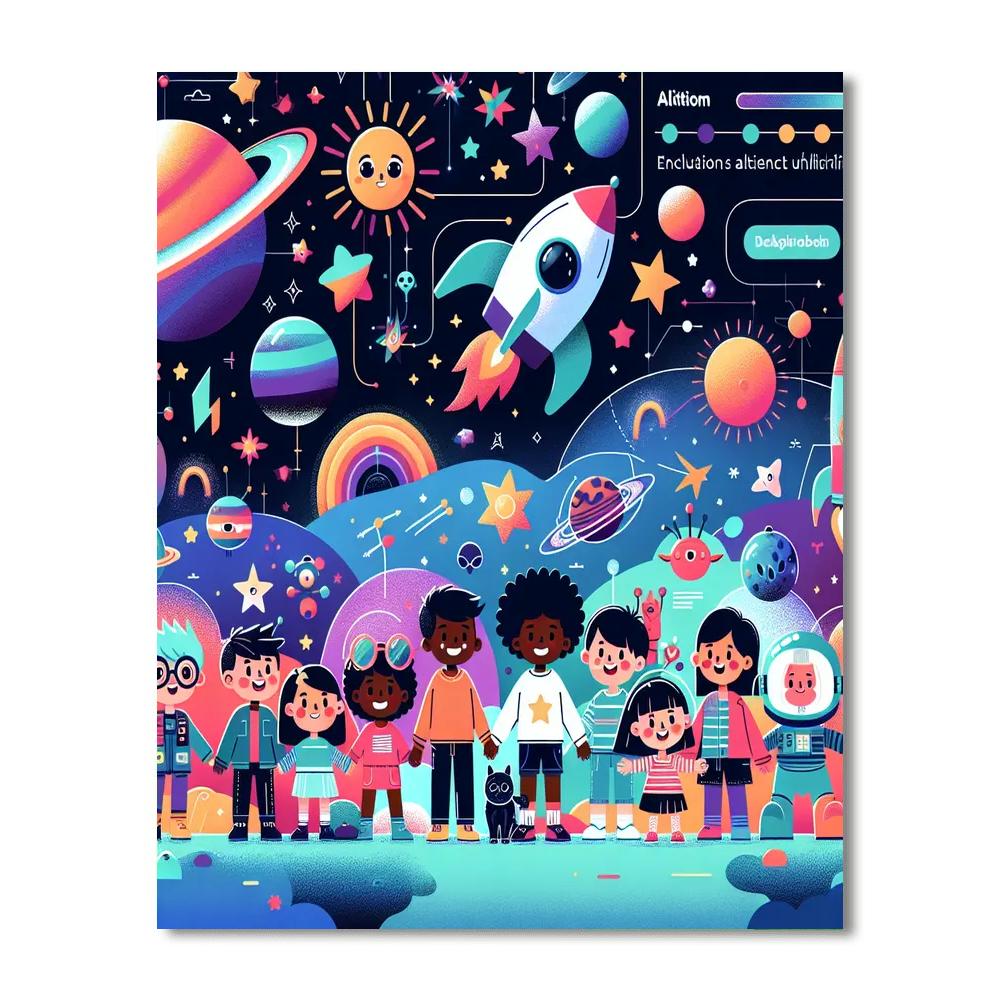 Playful Space Exploration Painting By Numbers Kit