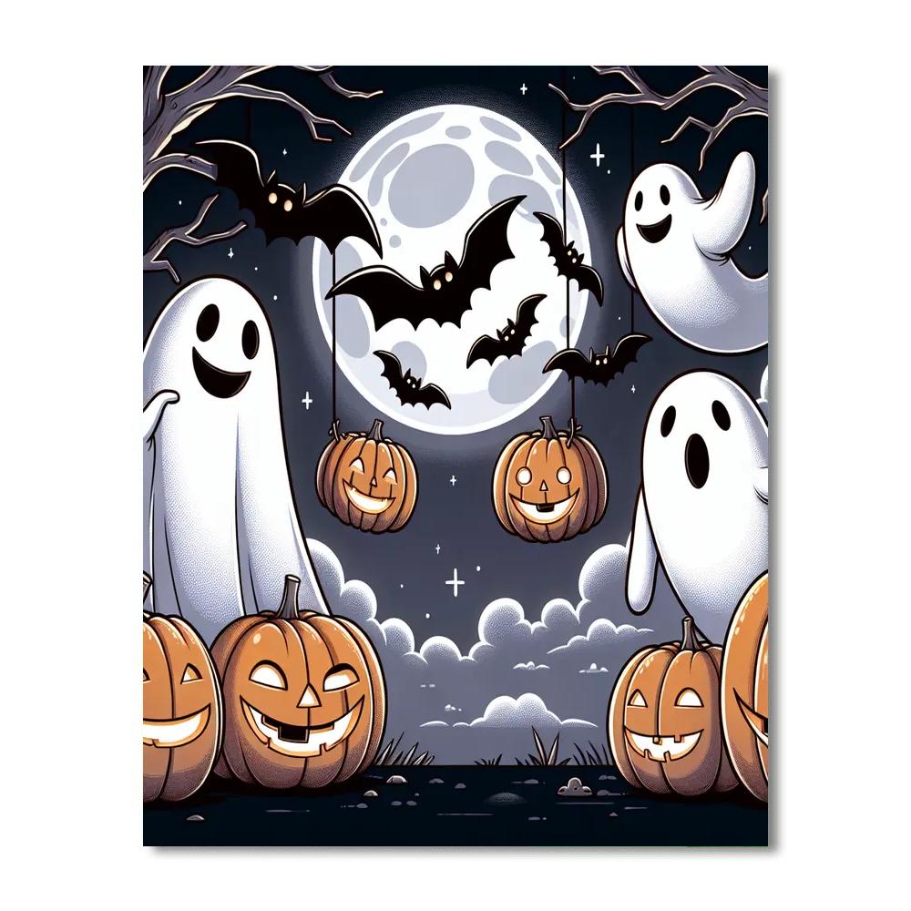 Giggling Ghosts At Halloween Paint By Numbers Art