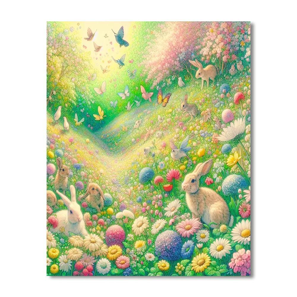 Springtime Meadow Frolic Painting Number Kit