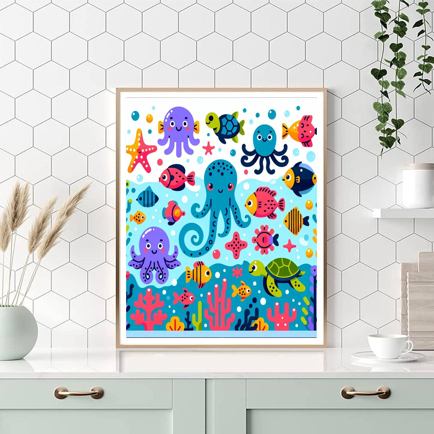 Friendly Ocean Critters Number Painting