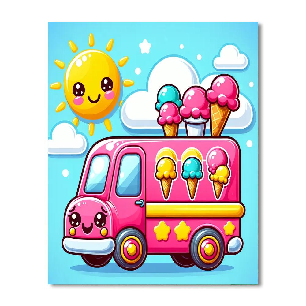 Joyful Ice Cream Truck Painting By Numbers Kit