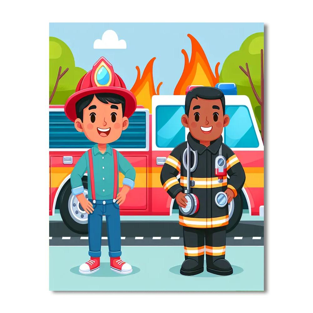 Friendly Firefighter Hero Painting Number Kit