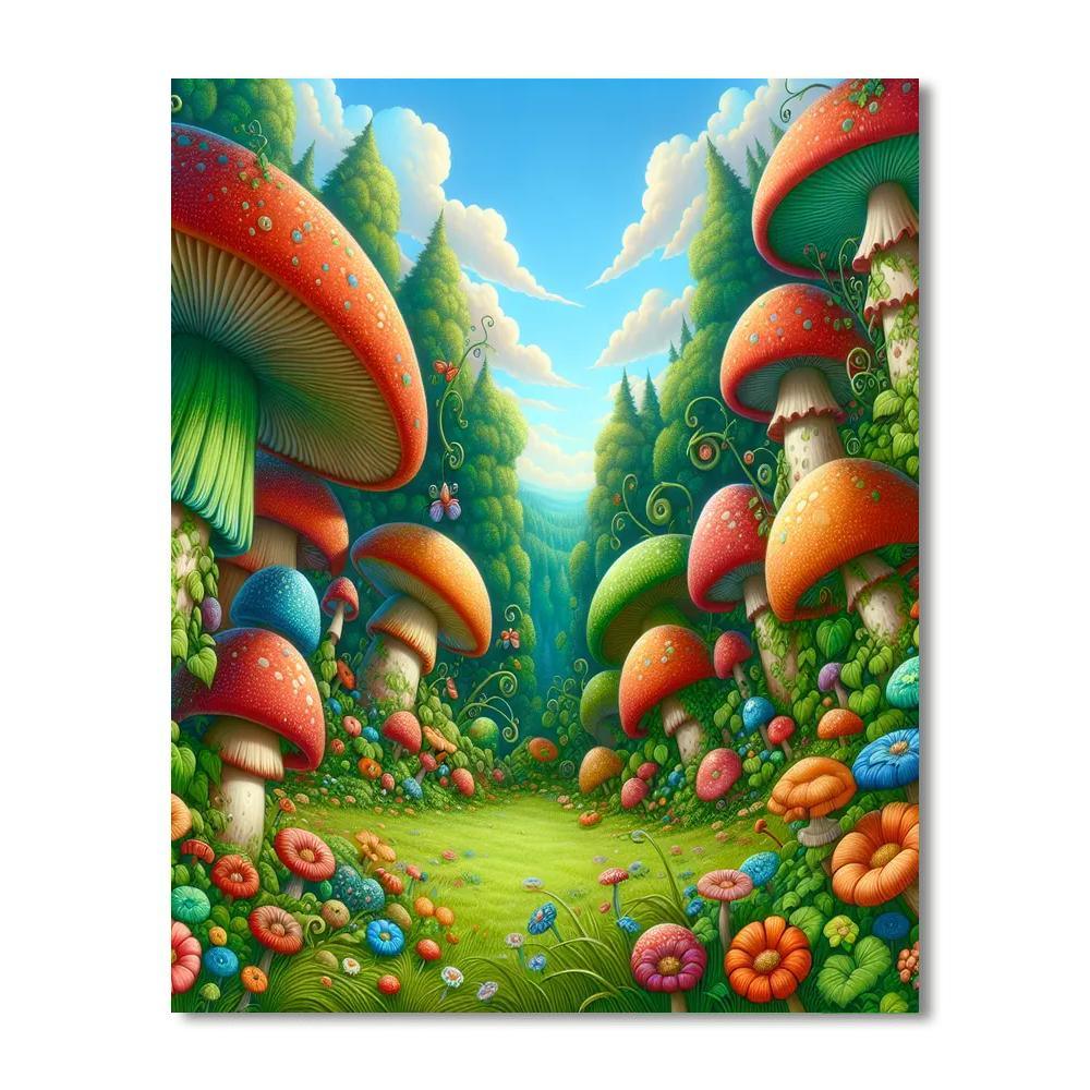 Magical Mushroom Meadow Paint By Numbers