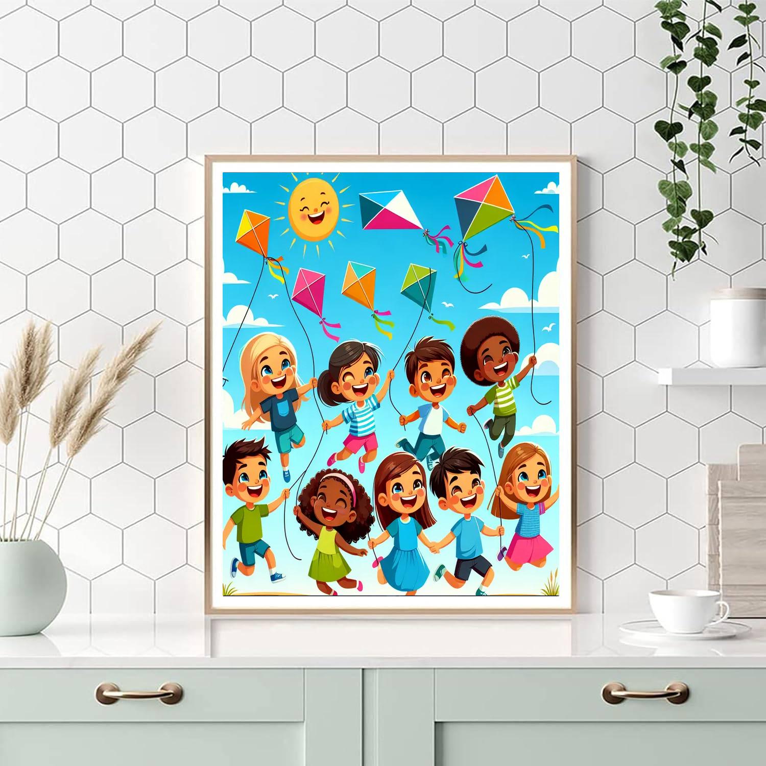 Flying High With Kites Painting Number Kit