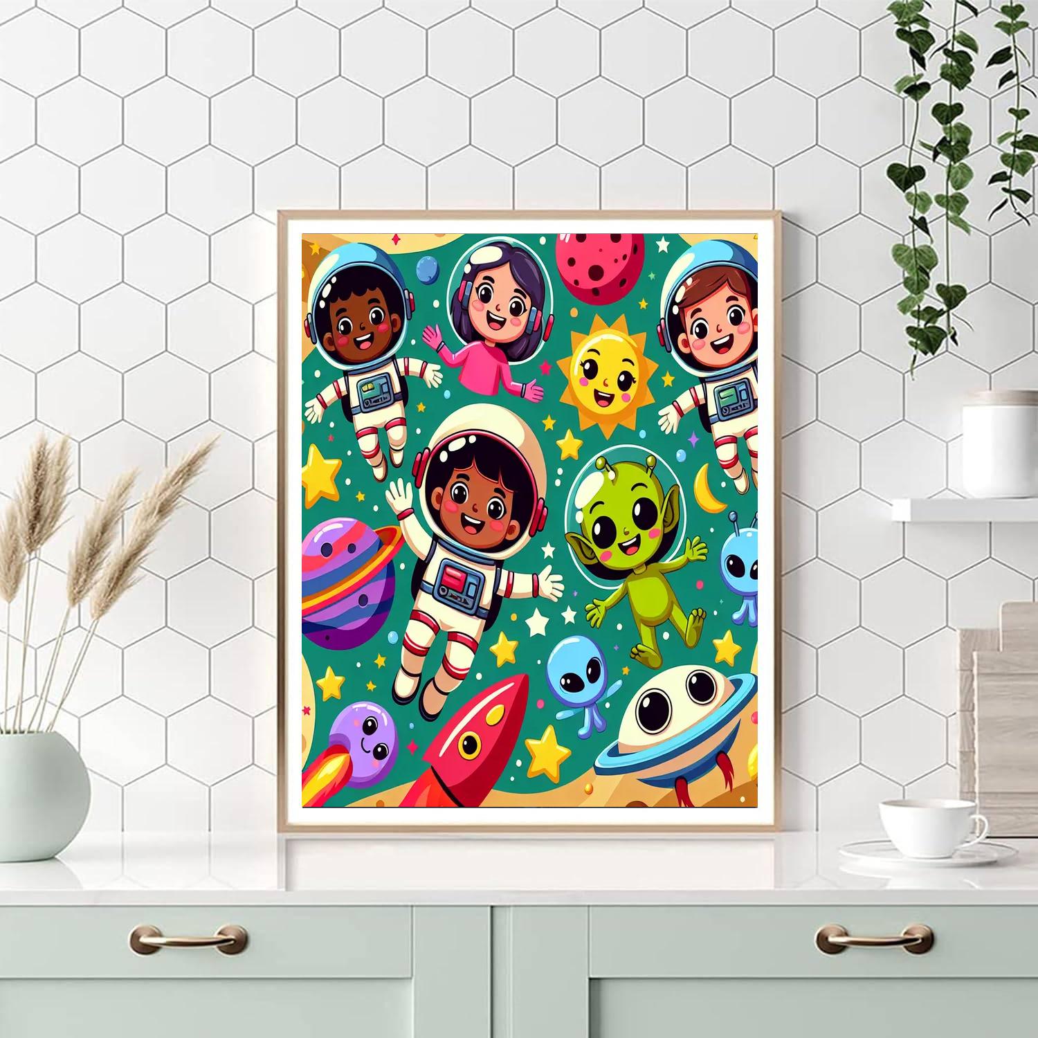 Whimsical Space Journey Painting Number Kit