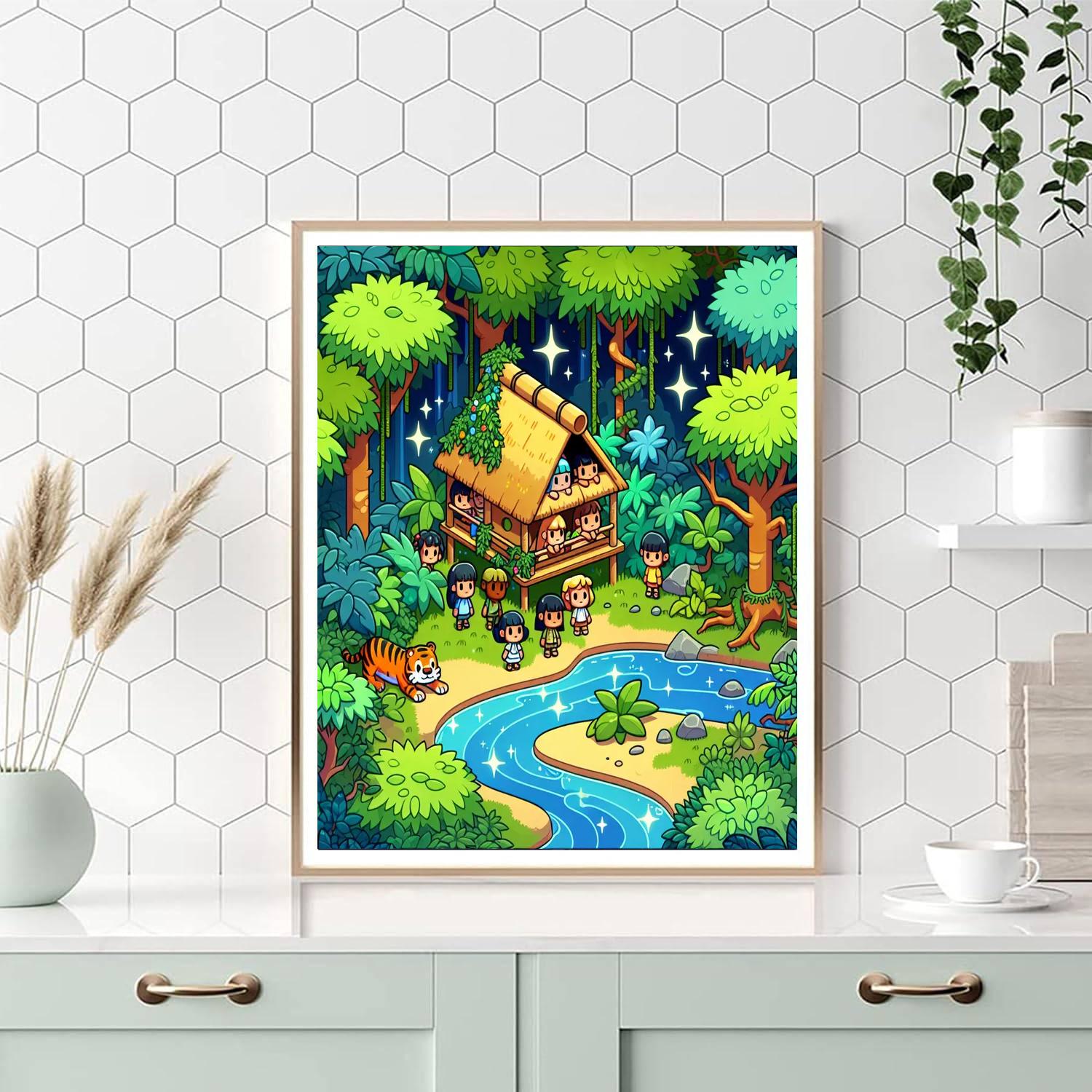 Secret Jungle Hideout Paint By Numbers Art