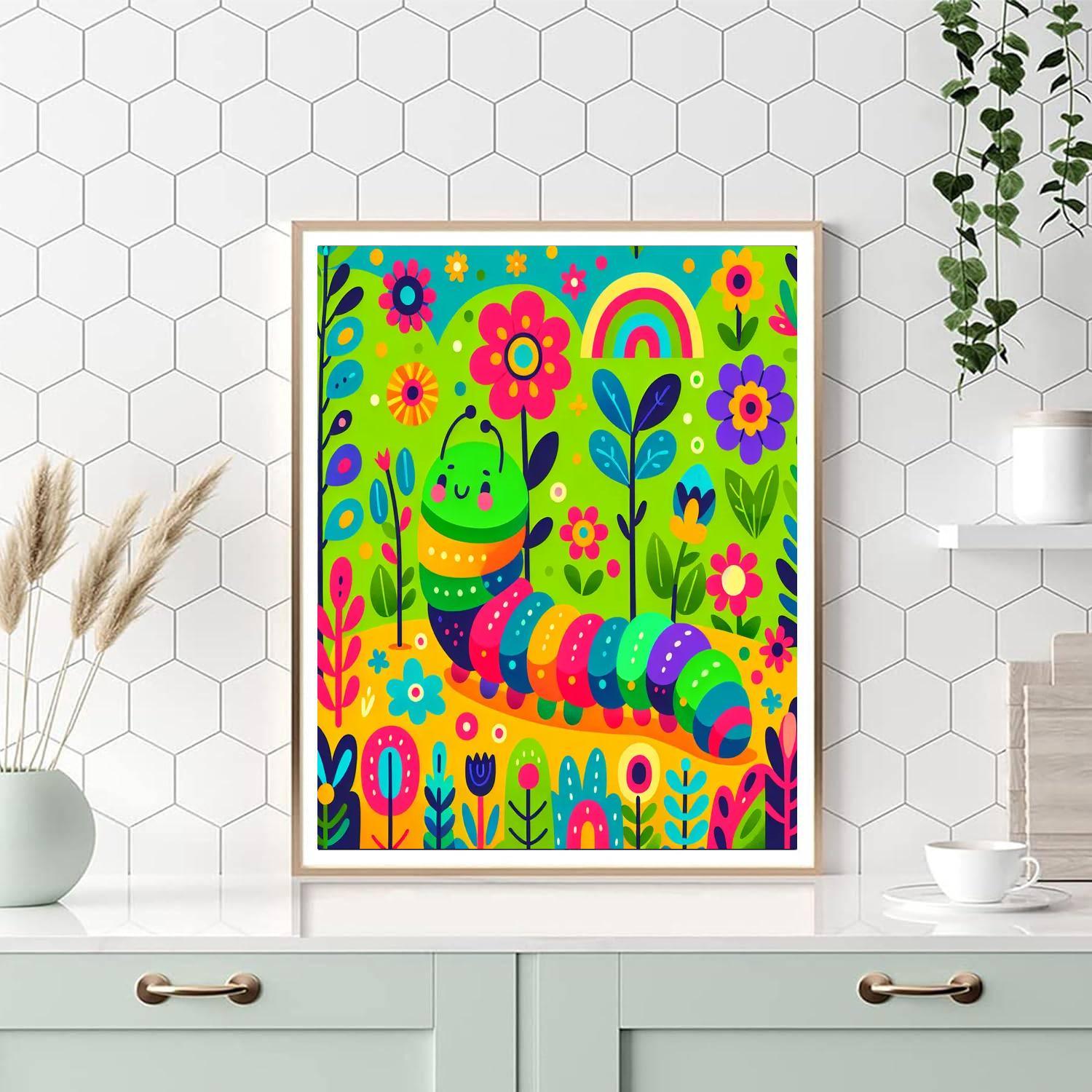 Cheery Caterpillar Crawl Paint By Numbers Art