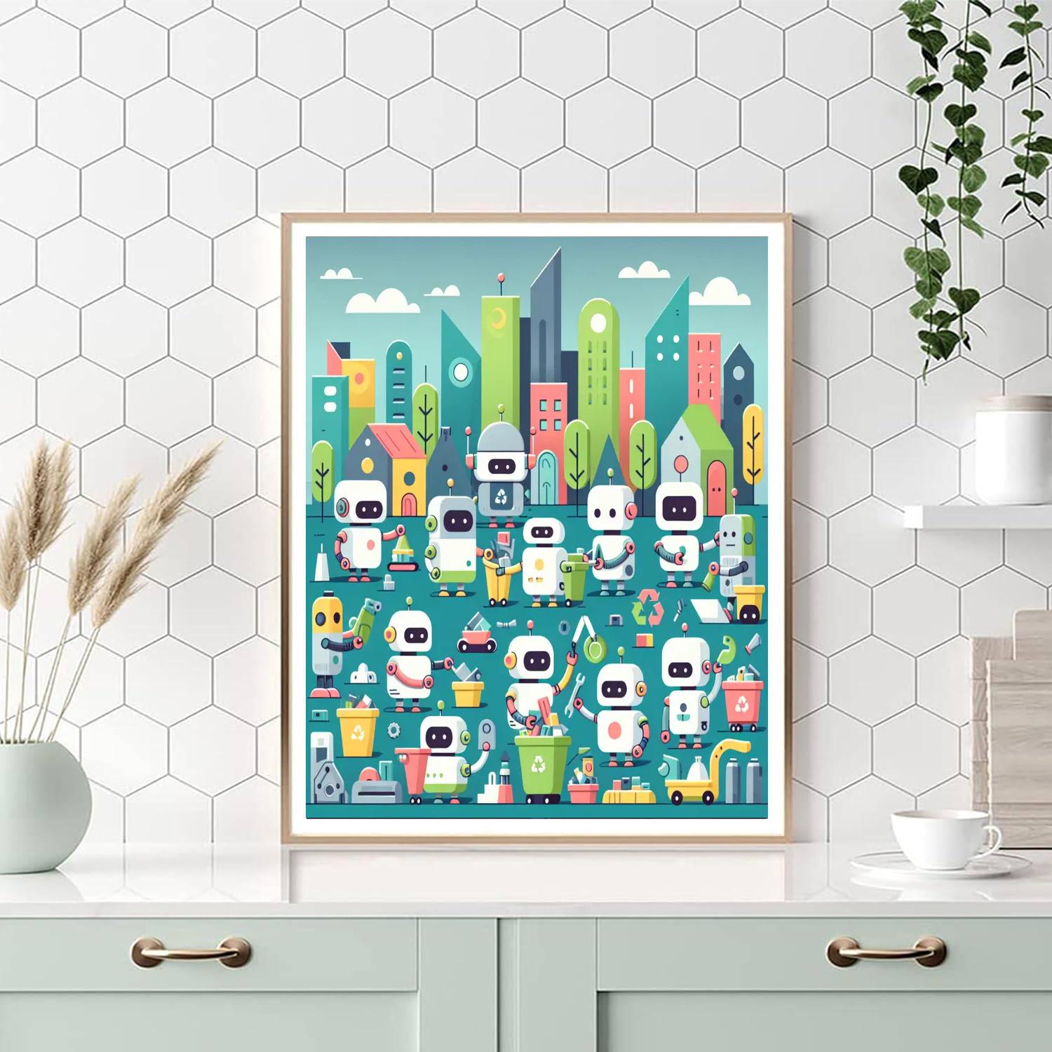 Robot Recycling Rally Paint By Numbers