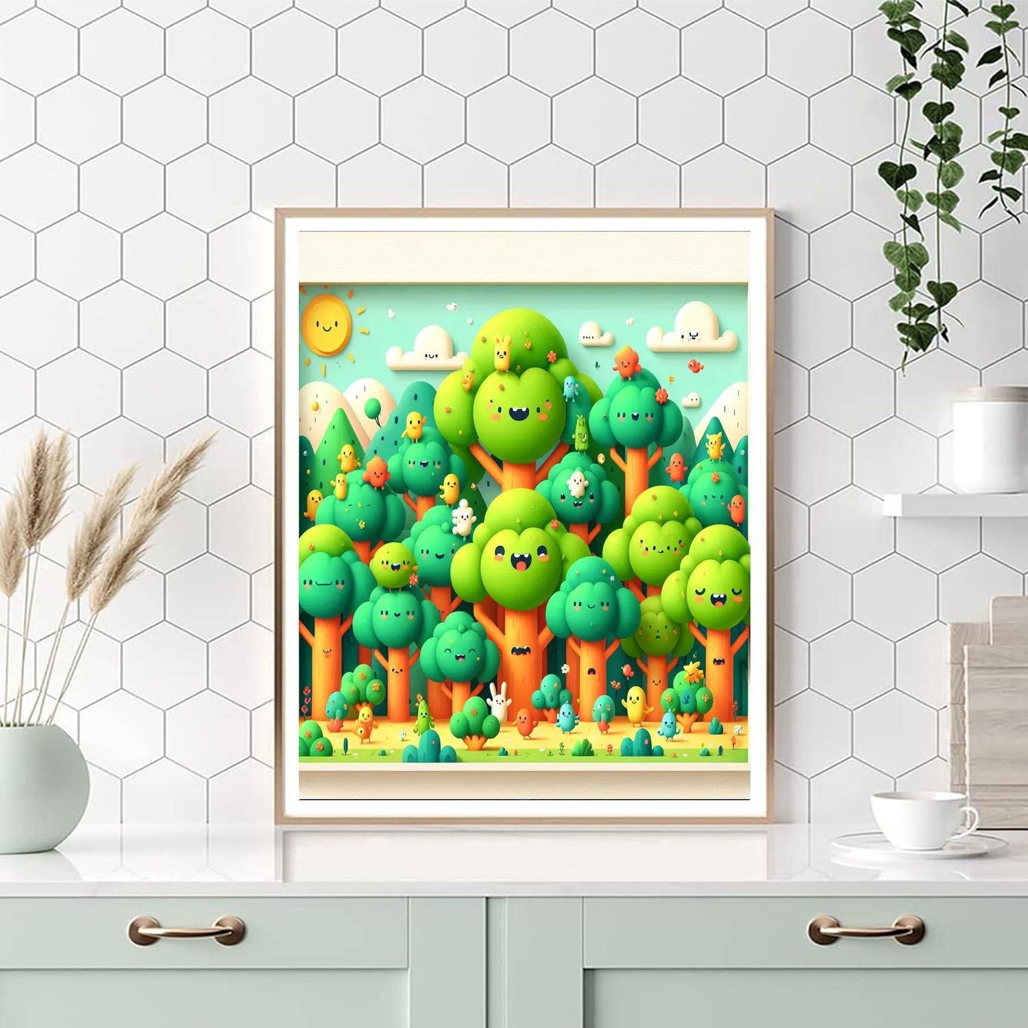 Bubbling Broccoli Forest Paint By Number