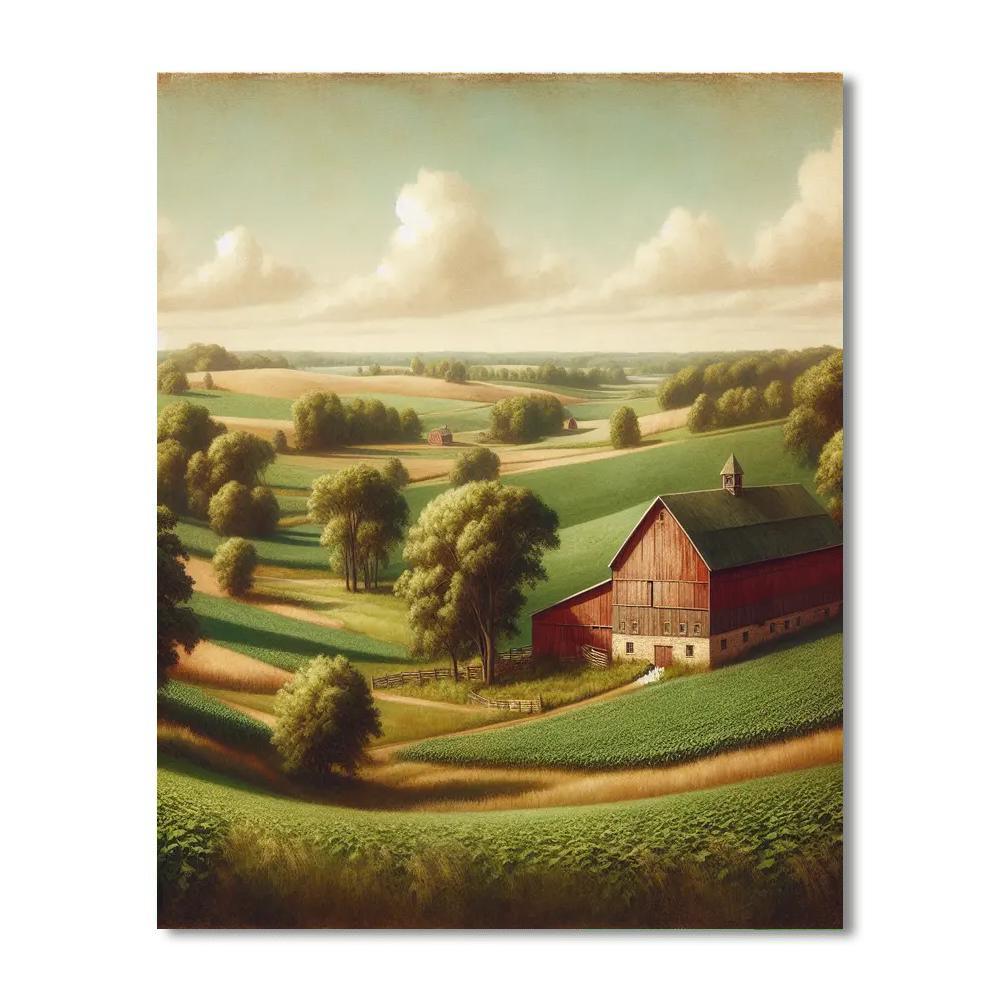 Idyllic Farm Landscape DIY Paint By Numbers