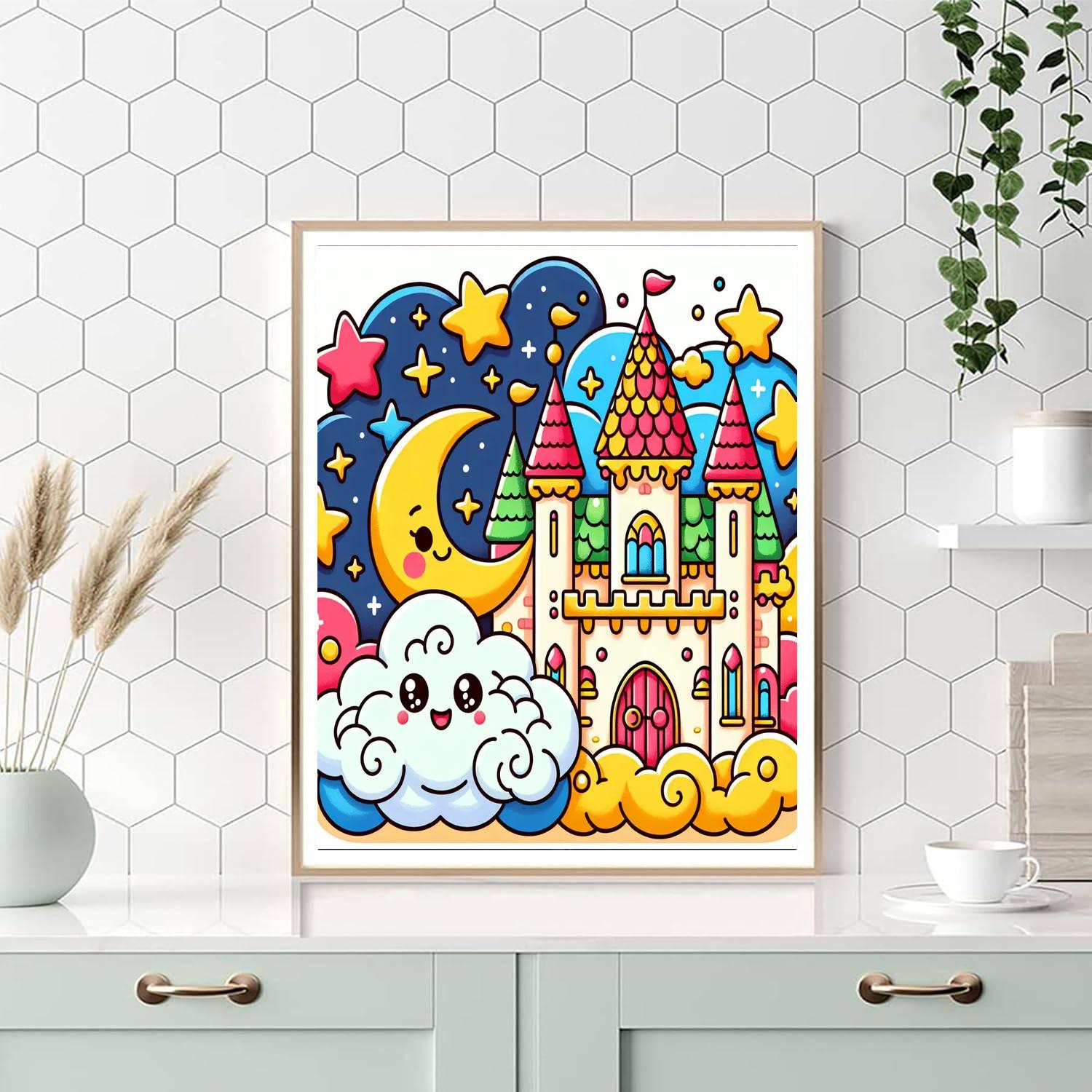 Whimsical Castle On A Cloud Numbered Painting Kits