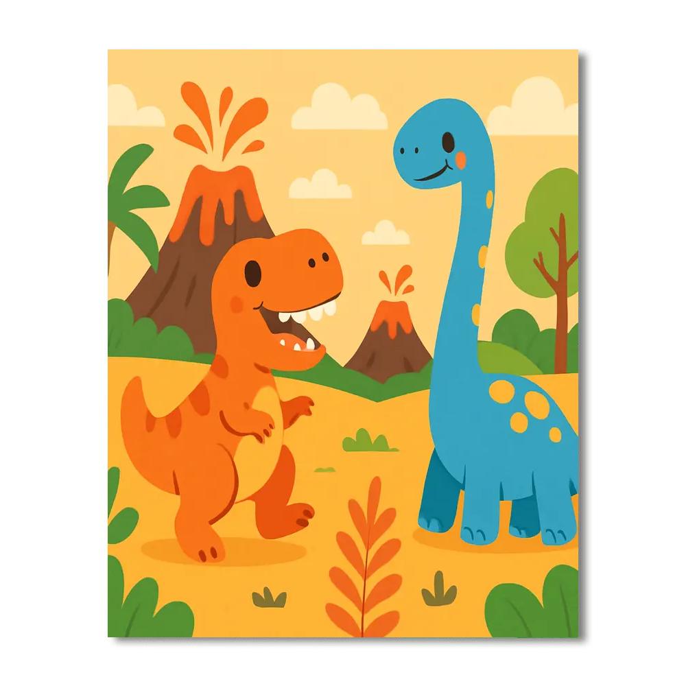 Funny Dinosaur Friends DIY Paint By Numbers