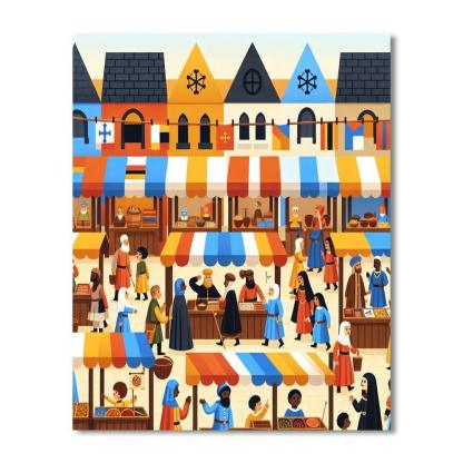 Medieval Market Mayhem Paint By Number