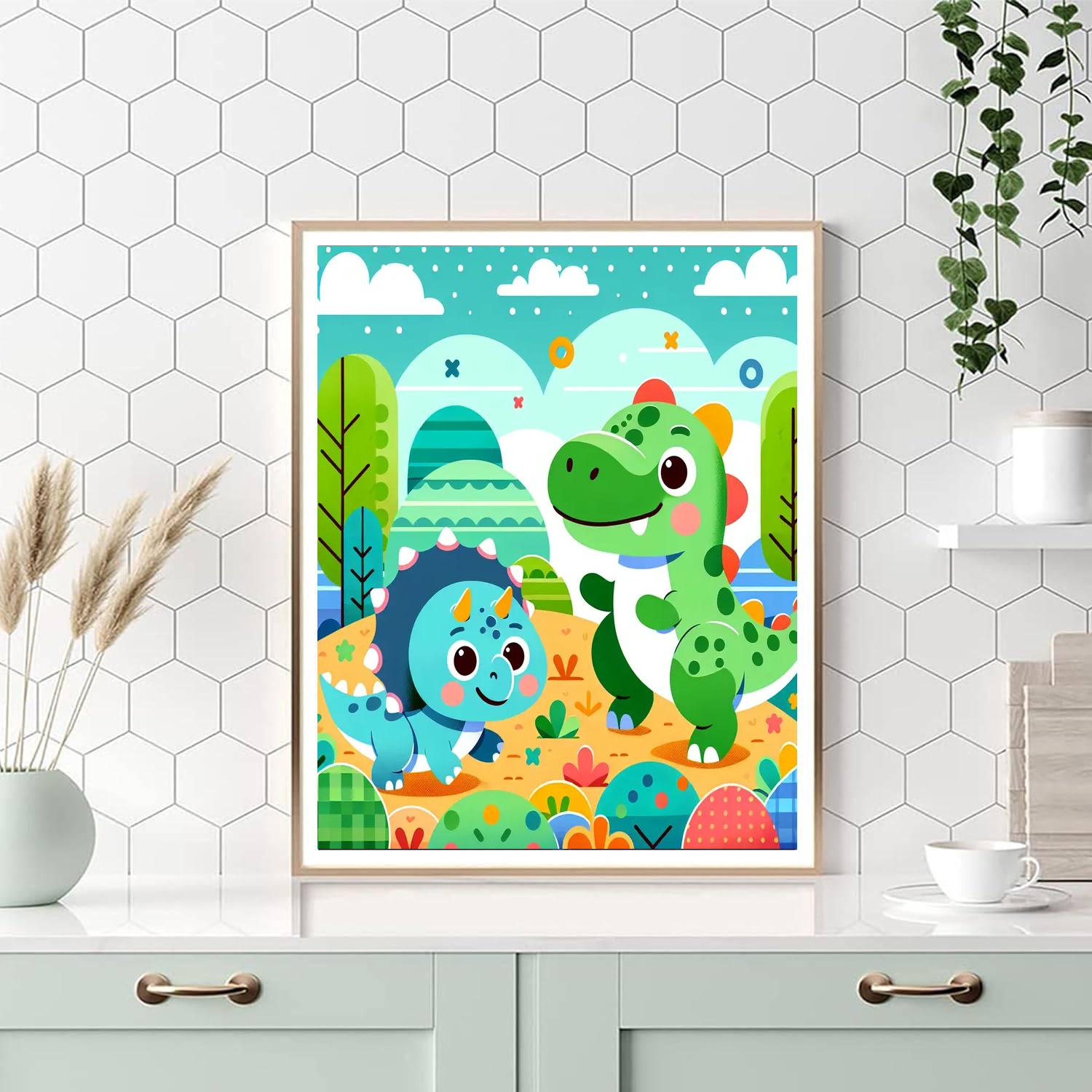 Joyful Dinosaurs In Adventure Land DIY Paint By Numbers