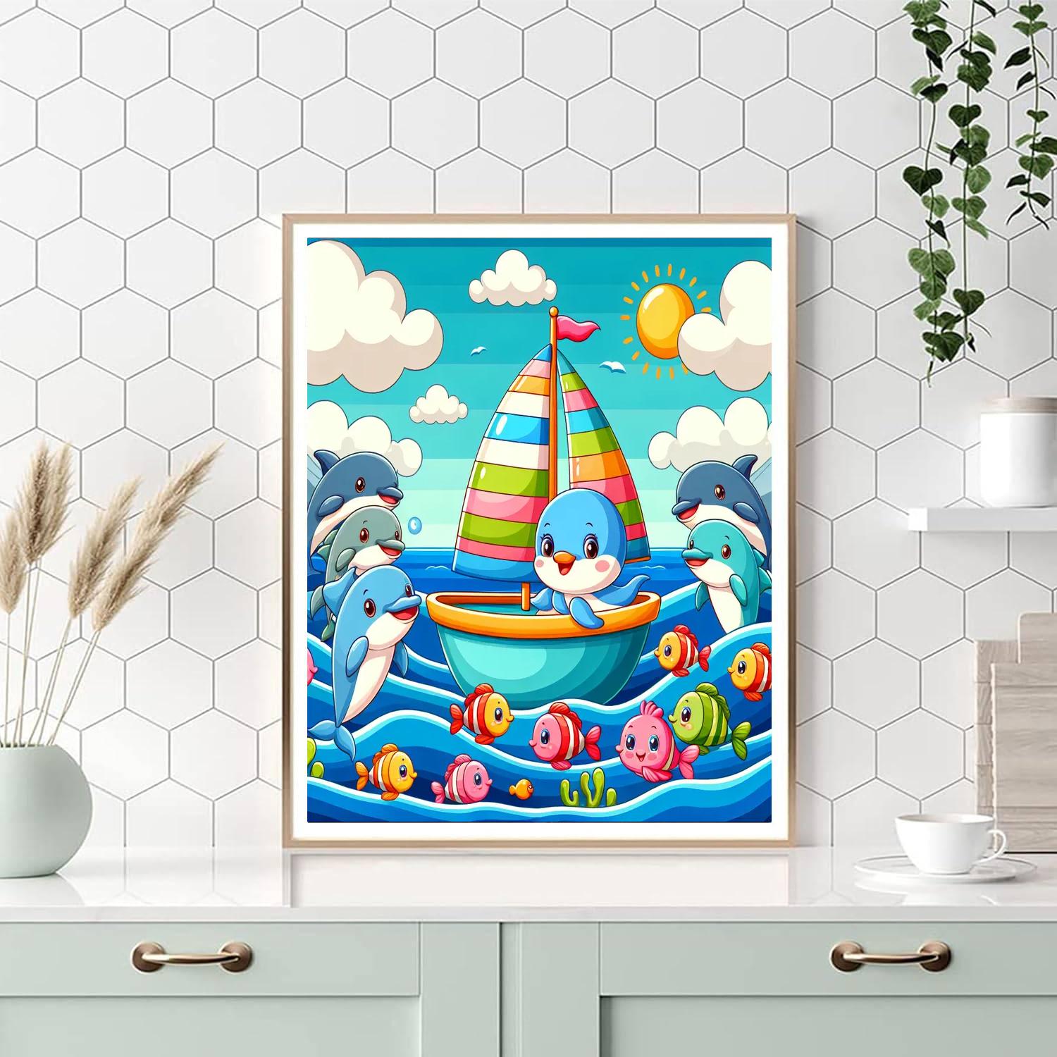Sailing With Sea Creatures Paint By Numbers Art