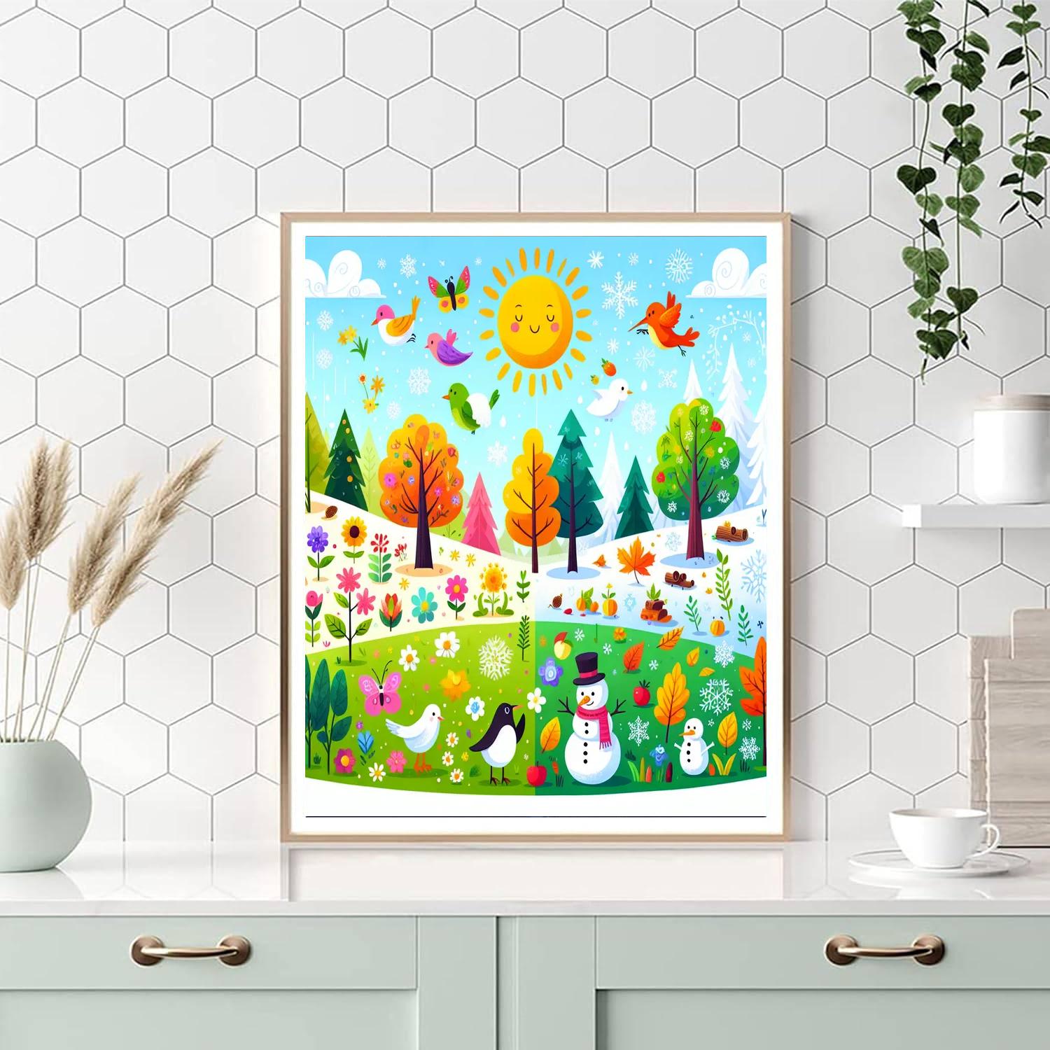 Cheerful Seasons Paint By Numbers Art
