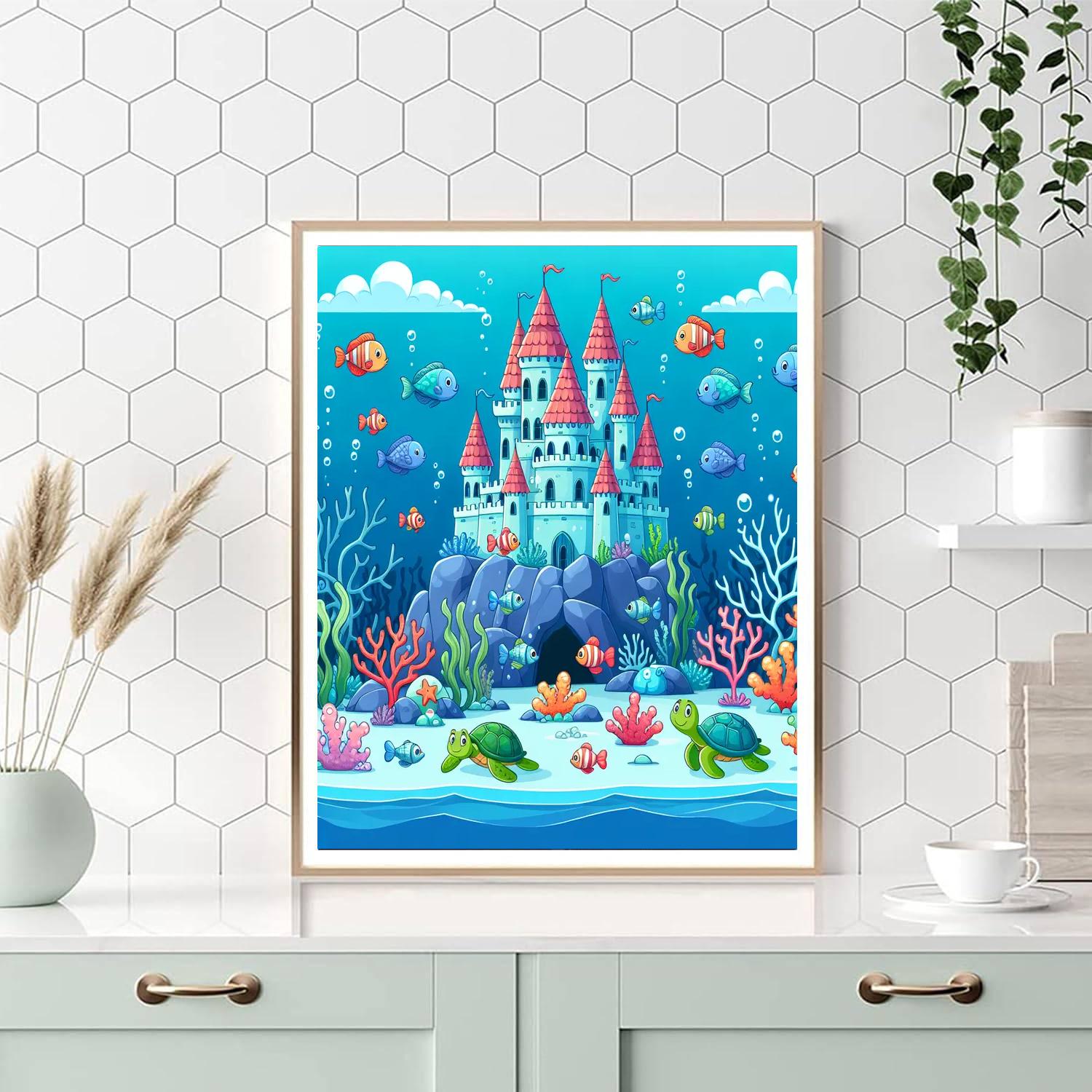 Underwater Coral Castle Painting Number Kit