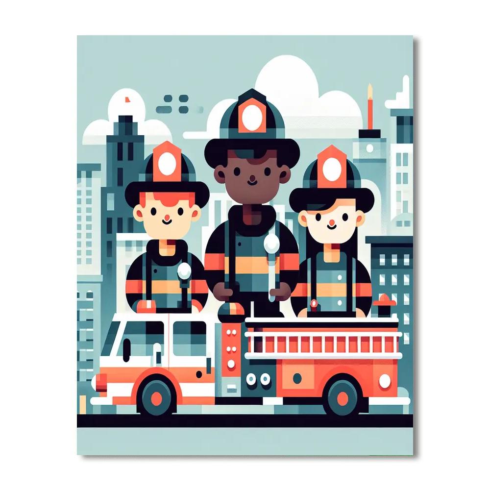 Firefighter Hero Numbered Painting Kits