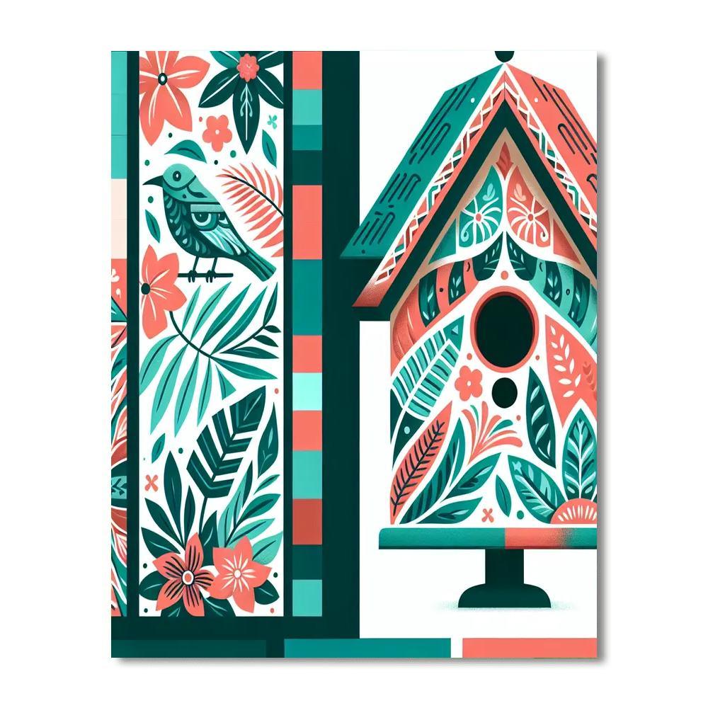 Tropical Harmony Birdhouse Paint By Number