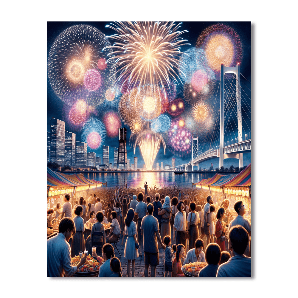 Yokohama International Fireworks Festival - Japan Painting By Numbers Kit