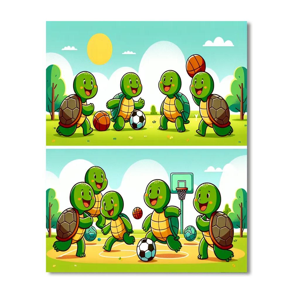 Sporty Turtles Paint By Numbers Art