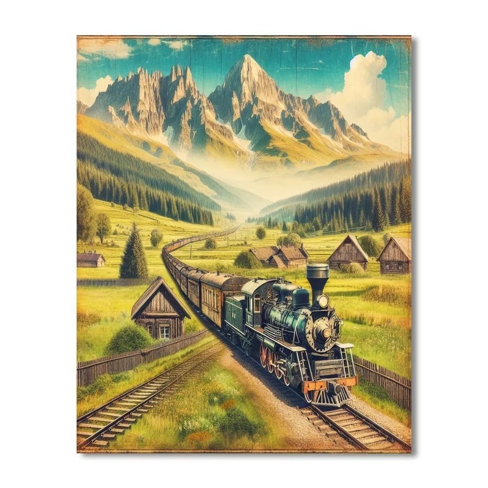 Vintage Railroad Adventure Paint By Numbers Art