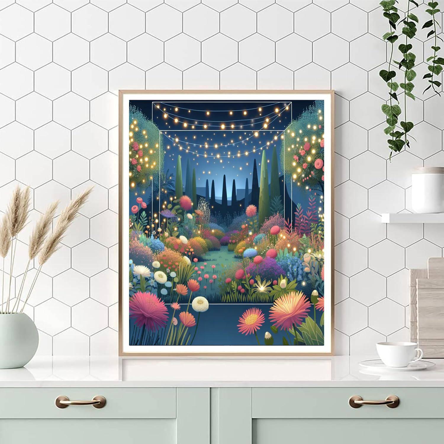 Enchanted Garden With Fairy Lights Painting By Numbers Kit