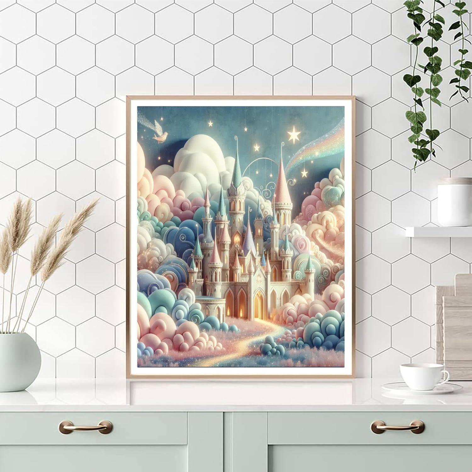 Mystical Castle In The Clouds Painting Number Kit