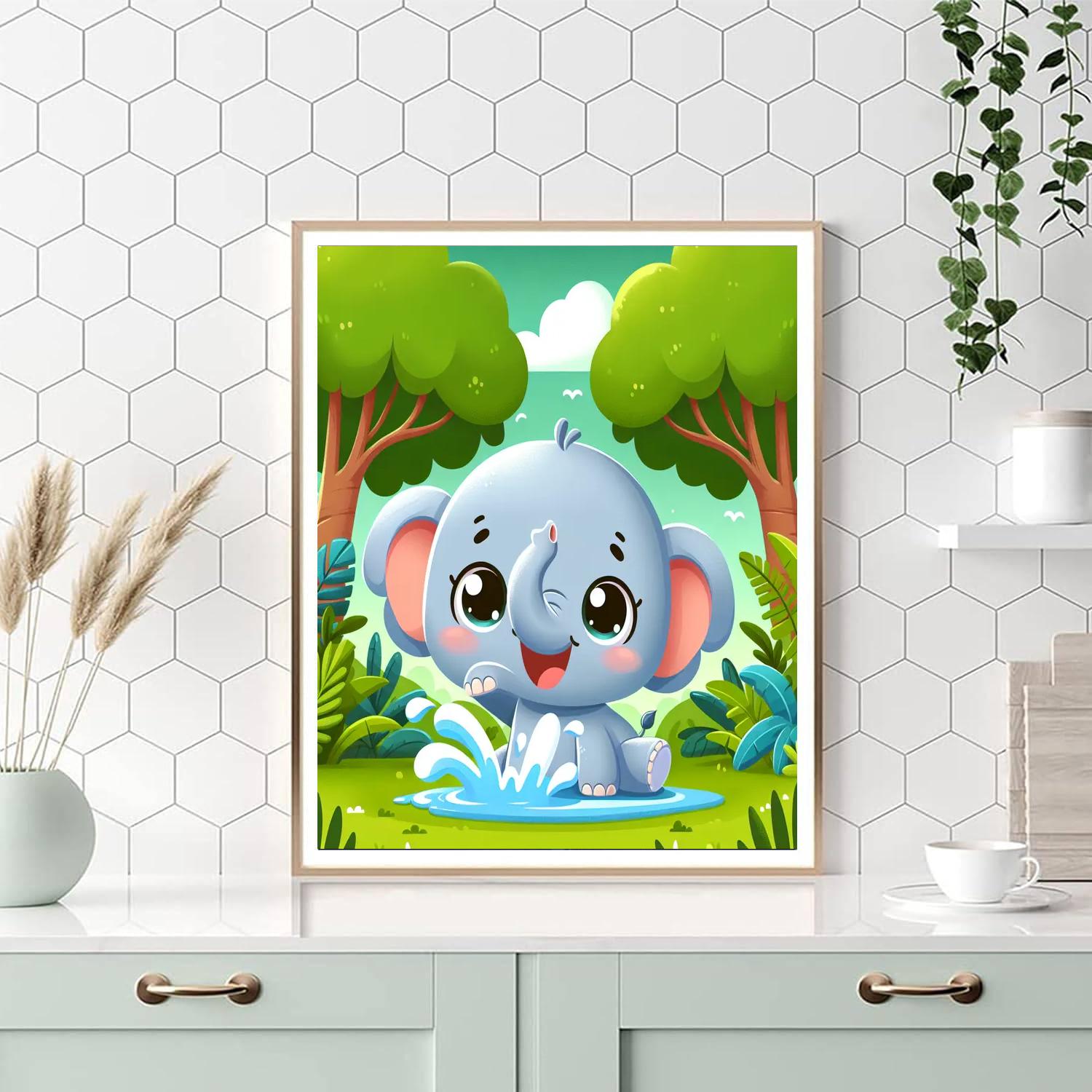 Adventurous Baby Elephant Painting Number Kit
