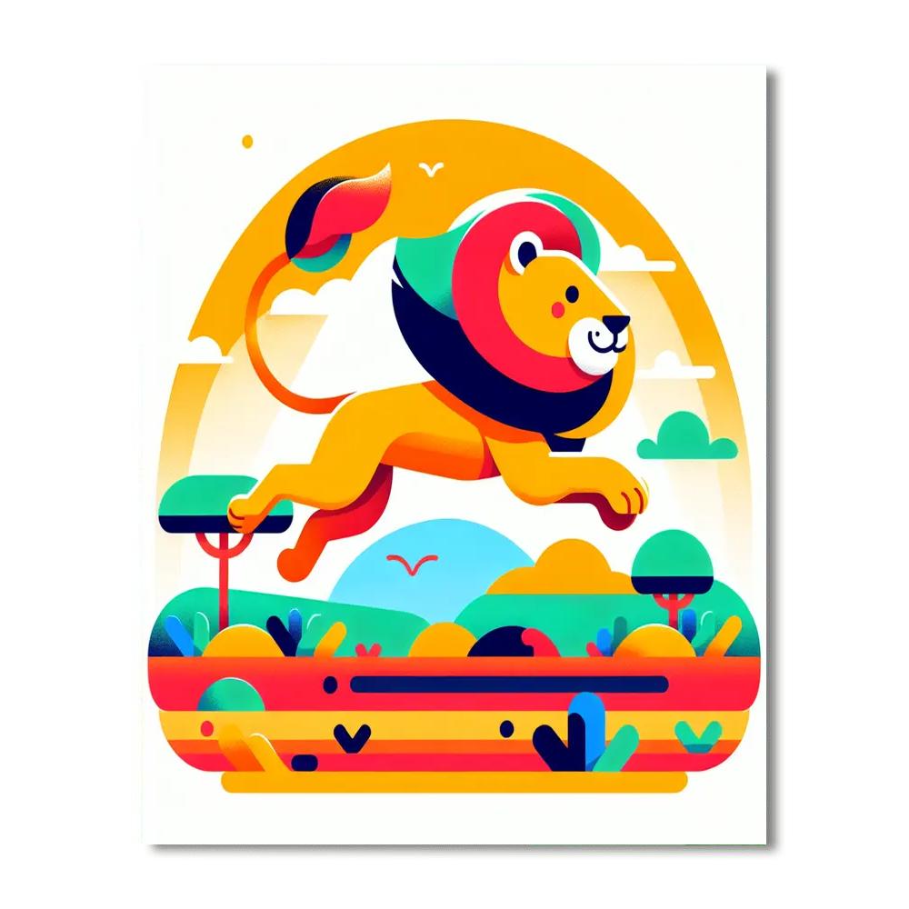 Lively Lion’s Leap Paint By Numbers