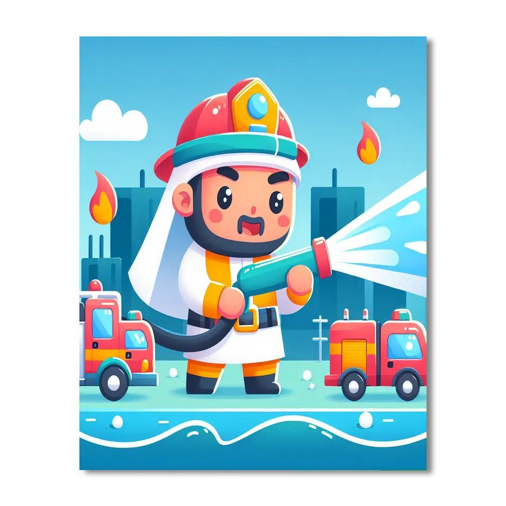Heroic Firefighter's Mission Paint By Color