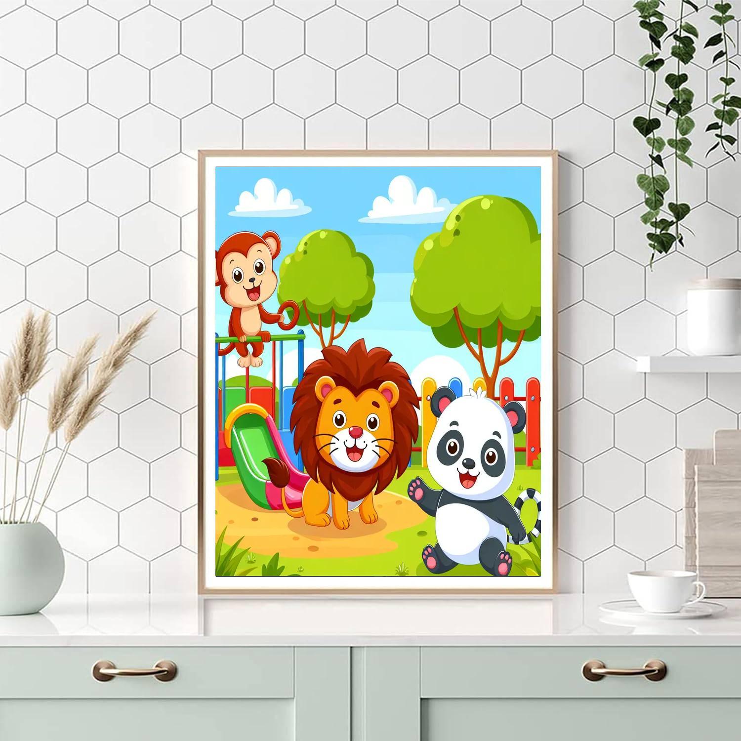 Playful Zoo Animals Painting By Numbers Kit