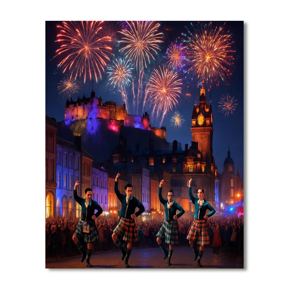 Hogmanay Fireworks - Edinburgh Number Painting