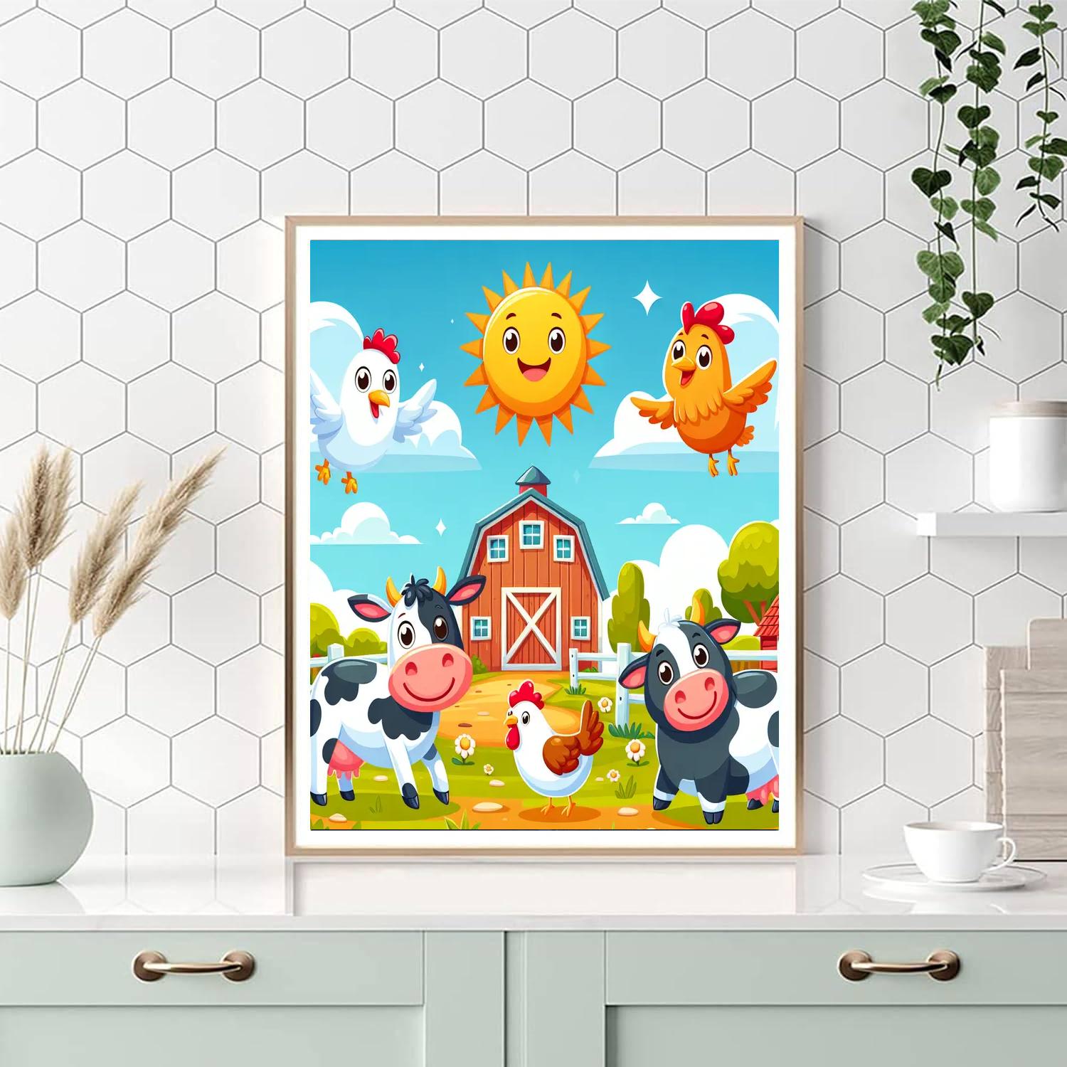 Cheerful Farmyard Frolics Paint By Numbers Art