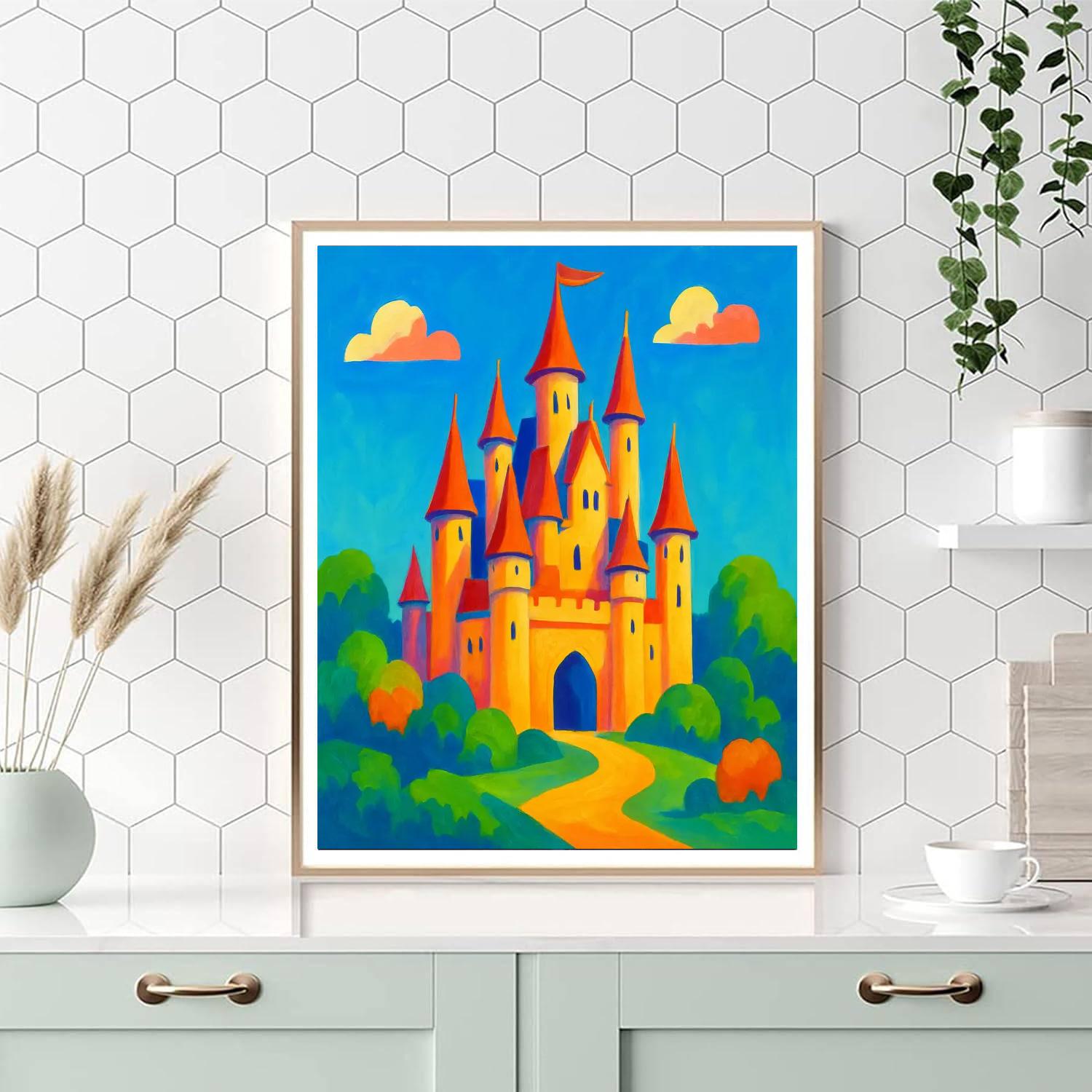 Castle's Majestic Horizon Number Painting